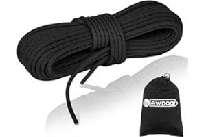 NewDoar CE & UIAA Certifié Corde d'escalade Statique 14KN / 18KN 8mm(5/16in)-10mm (3/8in) Corde d'escalade Haute Résistance Corde de Cordon Accessoire à Double Tresse pour Prusik Hauling Dragginge