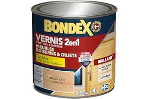 BONDEX - Vernis - Protège et Embellit le Bois - Brillant - 0,25l - Incolore
