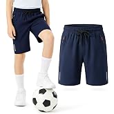 Tokeya Shorts Kids Summer, Quick Dry Lightweight Sports Shorts with Zipper Pockets and Elastic Waist Comfortable Casual Sport