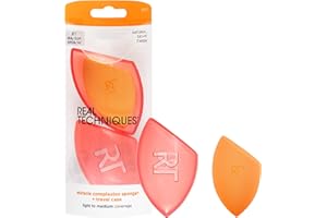 REAL TECHNIQUES Miracle Complexion Makeup Sponge per fondotinta a copertura totale con custodia da viaggio (confezione e colore possono variare)