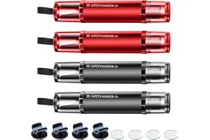 VEGCOO 4 Pcs Car Window Breaker Seatbelt Cutter 2-in-1, Flash Hammer for Car with 4 Holders 4 Test Glass for Emergency Escape