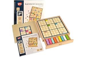 BOHS Färgsudoku i Trä, 4×4 till 9×9, Bok med 320 Pussel | Lös med siffror eller färger; dubbelsidiga brickor och inbyggd låda; nivåer från nybörjare till avancerad