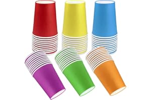 PALUDO 60 Pack Disposable Party Paper Cups - 9 Ounce Multicolor Drinking Cups Biodegradable and Compostable Coloured Paper Cups for Party DIY Holiday Wedding Birthday Activities (6 Colors)