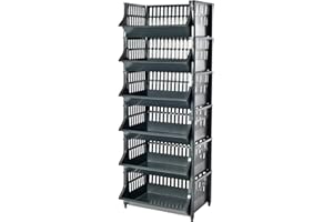 ARTECSIS Étagère Paniers en plastique 6 niveaux / 110x41x30cm, Noir/Rangement Modulable