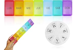 PEKA PEKÍTA Pastillero Semanal Grande en Español y Pastillero Semanal Pequeño de Viaje – Pastilleros Grandes Semanales