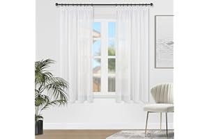 Topfinel Cortinas Cocina Moderno 2 Piezas para la Ventana Corta traslucida 140x145cm visillos Blancos para riel Cortina para la Cuarto de Bebe y decaracion la habitacion