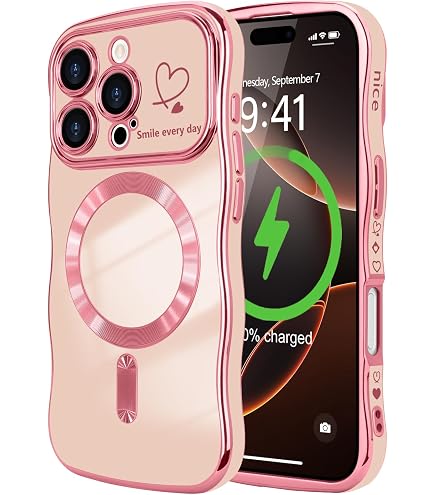 Pepmune Cover Magnetica per iPhone 16 Pro Max Custodia Compatibile con Magsafe Cornice Ondulata Forma Custodia Traslucida Opaca Cover Protettiva Antiurto Case per iPhone 16 Pro Max Viola Chiaro