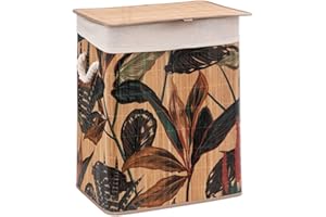 5 FIVE SIMPLY SMART Five - Kosz na bieliznę z bambusa i tkaniny ecru 50L dekoracyjny Palawan