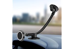 ipow Magnetic Phone Car Mount, Car Phone Holder Windshield Dashboard Mount with Ultra Long Gooseneck Compatible with iPhone 14 13 12 11 Pro Max Plus Mini, Xs XR X, Samsung S23, and all 4-7" Phones
