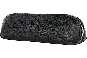 ‎VON HEESEN VON HEESEN® Echtleder Federmäppchen Leder Federmappe Etui für Stifte Mäppchen Schule Federtasche Uni Schlampermäppchen (Schwarz)