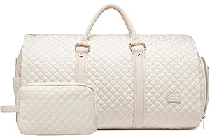 SEYFOCNIA Convertible Garment Duffel Bag for Travel Womens Carry On Garment Bags With Toiletry Bag Large Weekender Bag Shoe Pouch 2 in 1 Hanging Suitcase Suit Travel Duffel Overnight Bags 2pcs Set Beige