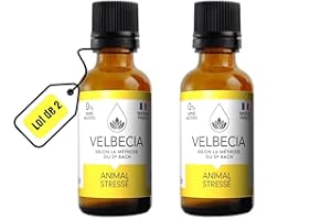 Velbecia® Elixirs floraux Animaux Stresses 30ml +1 OFFERT - SANS ALCOOL - Selon la méthode originale du Dr Bach - Apaise et calme votre animal