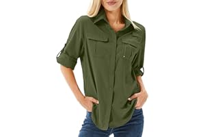 Yeyity Chemisier/t-shirt/haut/vêtement pour femme, respirant, décontracté, protection UV, UPF 50, à manches longues, séchage rapide, pour la randonnée, le sport, le safari, l’extérieur