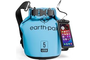 Earth Pak – Wasserdichter Packsack mit Schultergurt und wasserfester Handyhülle – Ideale Rolltop Tasche beim Kajak Fahren, Wandern, Camping, Angeln, Bootfahren und Rafting