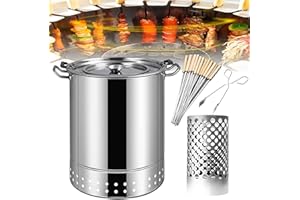 UIHECTA Raucher -Holzkohlefass Grill Vertikaler Grillhängeofen Edelstahl BBQ Grill Mesh Fass Mit 50 Prozentspieß