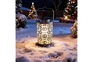 XVZ Farolillo solar colgante exterior, resistente intemperie, bombilla LED grande, decoración jardín metal balcón terraza