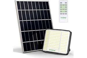 INTELAMP Faro led esterno con grande pannello solare,20000mAH Batteria,251 LED,2000LM, Faretto led da Esterno Solare con Telecomando IP65 faretto solare per Esterno e Giardino