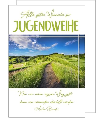 Edition Seidel Premium Jugendweihekarte - Mit Umschlag, 11,5x17 Cm, Design Mit Himmel & Wolken