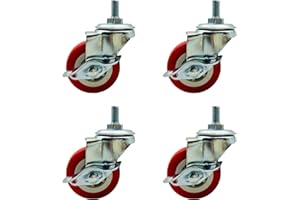 LIKERAINY Ruedas Giratorias Ruedas Giratoria de PU con Freno IC4214A Giro de 360 Rueda con Rosca de Montaje para Muebles Gabinete Armarios Diámetro Ø 50mm Paquete de 4