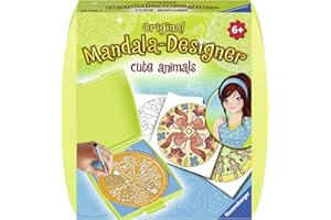 Ravensburger – Mandala Designer – Mini – Dessin – Loisir créatif – Kit voyage – Pochoir – Cute Animals – Animaux mignons – Enfant – Dès 6 ans – 29766 – Version française