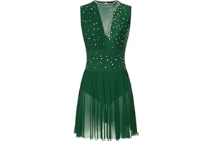 Oyolan Damska sukienka w łyżwiarstwie figurowym Asymetryczna trykot gimnastyka taniec Rhinestone bez rękawów strój do tańca współczesnego taniec taniec S-XXL