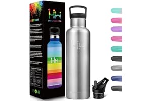 HoneyHolly Botella Agua Niños, 500ML Reutilizable Sin BPA, Botella Agua, Aislamiento Al Vacío de Doble Pared, Termos, Botella Termica Niños, Cantimplora Termica para Niños, Colegio