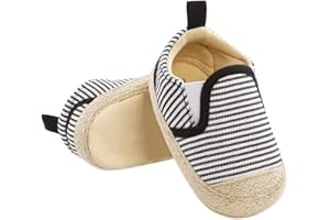 DEBAIJIA Bambino Scarpe Espadrillas Suola Morbida Ragazzo Tela Sneaker Infantile Antiscivolo Traspirante EU Nero Bianco