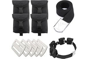 MOPHOEXII Scuba Weight Belt with Detachable 4 Pockets, QuickRelease Buckle Diving Pocket Weight Starp + 5 Pieces Weight Keepers, Adjustable Snorkeling Webbing Weight Pouch Belt fit for Waist 32 to