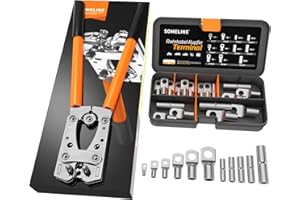 SOMELINE® Set di Pinza Crimpatrice Capicorda Batteria, [6-50mm²] Capicorda Elettrici a Crimpare, Attrezzo Crimpare, Pinza Capicorda, Pinza per Capicorda, Strumento Crimpatura Capicorda