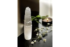 PRO HOME Selenite Crystal Tower Handmade Large Natural White Healing Crystals Mountain Pillar for Meditation Spiritual Energy Alter Cleansing Table Decoration Pillar or Gifts (10cm)