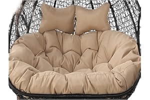 AUGRAV 2 Places Oeuf Chaise Balançoire Coussin Extérieur,Hamac Suspendu Chaise Coussin De Remplacement pour 2,Lavable Épais Grande 2 Personnes Chaise Balançoire en Osier,Imperméable Et Résistant Au
