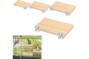 BUTYEAK Sitzbrett Wellensittich, Vogelplattform, Holz Plattform für Haustiere, Papagei Plattform, Haustierkletterplattform, Hamster Plattfor, Vögel Vogelkäfig Zubehör, Wllensittich Spielzeug, 4Pcs