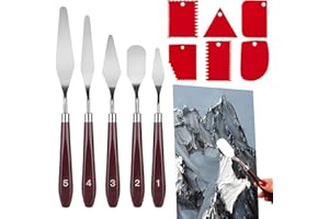 MOVKZACV 11 Stück Strukturpaste Leinwand, 6 Strukturpaste Spachtel 5 Öl Malen Palettenmesser Leimauftragsspachtel zum Malen, Palette Messer Set für Strukturpaste, Aquarell, Ölgemälde, Gouache