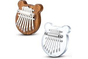 EVERJOYS Confezione da 2 mini pianoforte Kalimba pollice 8 chiavi, portatile in legno massiccio e acrilico Mbira Finger Piano per bambini e adulti, Pocket Musical Regali per principianti con catena