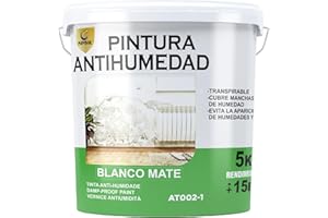 SPSIL Pintura Antihumedad Blanco Mate - Elimina y Previene Humedades y Moho - Para Paredes, Techos, Baños, Cocinas - Transpirable, Secado Rápido (5 Kg)