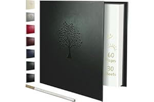 Rdylymx Large Photo Album Self Adhesive Scrapbook Album for 5x3 6x4 7x5 10x8 Pictures,60 Pages Leather Cover DIY Photo Book,Ideal Gifts for Family Travel Wedding Baby(Dark Green)