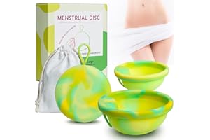 Yeerain Disco Mestruale Set, 2 Dischi Periodici di Taglia S+ L e Tasche Portaoggetti, Coppetta Mestruale in Silicone Riutilizzabile per un Periodo Leggero e Forte,Sicuro per Sport,Nuoto