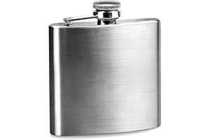 WANDERGO Frasco de cadera de 6 onzas para hombres, frasco de acero inoxidable a prueba de fugas con práctico embudo, regalo clásico de flagon presentado en caja para licor, escalada, fiesta, bebedor (plata)