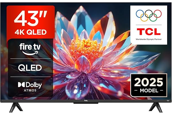 TCL 43T6C Fire TV 43 Pouces QLED 4K UHD Smart TV, HDR (Multi-Format), Dolby Atmos, Motion Clarity, vocale Alexa