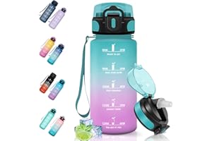 Motswedi Borraccia 500/1000/1500ml, a Prova di Perdite, Borraccia con Cannuccia, Reutilizables, Borraccia Palestra, Senza BPA, Borraccia Motivazionale per Scuola, Palestra, Ufficio, Running, Ciclismo