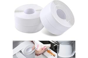 AIPWERER 2 Rotoli Nastro Sigillante Impermeabile,Nastro Impermeabile Cucina E Bagno,Pvc Impermeabile Antimuffa Sigillante Per Pareti Caulk Strip,Striscia Di Tenuta Per Da Bagno E Wall Sealing (Bianco)