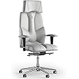 KULIK SYSTEM Ergonomic Executive Office Chair - Comfort & Adjustable Chair w/Back Lumbar & Spine Support system for long hours work |Patented Back Relief Design| BUSINESS Real Genuine Leather-White