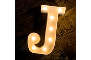 Foaky LED Letter Lights Sign 26 Alphabet Light Up Letters Sign for Night Light Wedding Birthday Party Battery Powered Christmas Lamp Home Bar Decoration (J)