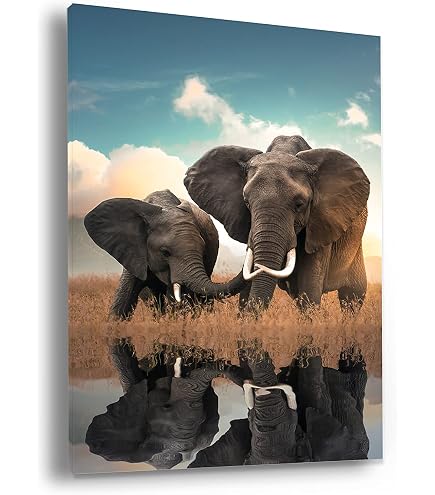 Leinwandbild „Elefant Auf Ast In Der Wüste“ – 60x40 Cm, Fertig Gespannt