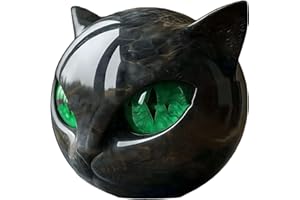 KIKAWORD Black Cat Stone Sculpture, Elegant Home Décor, Hand Carved Crystal Stone, Cute Gemstone Decoration Gift for Cat Lovers, Black Cat Ornament for Bookshelf, Office (1Pcs Green)