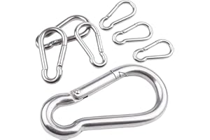 LAMXD 7 Moschettone in acciaio inox – Diverse misure e numero di pezzi disponibili – moschettone a scatto per vigili del fuoco, senza manicotti, 60 mm x 6 mm, portata fino a 150 kg