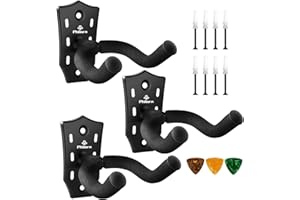 Philorn Gitarrenhalter für Die Wand 3 Stück, Gitarrenhalterung Wand mit Drehbarer Schwammhaken für Akustikgitarre, Bass, E-Gitarre, Ukulele, elektrische Gitarre(Schwarz)