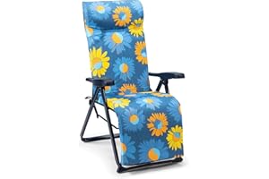 Solenny 50001001155106 50001001155106-Chaise Longue de Jardin 6 Positions Superrelax rembourrée 5 cm, Métal, Multicolore