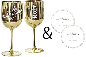 MOËT AND CHANDON Moët & Chandon Ice Impérial Verre à champagne et prosecco en acrylique avec un ensemble de sous-verres en papier doré