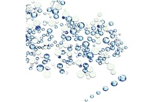 LolliBeads Resin Crystal Round Nail Art Mixed Flat Backs Acrylic Rhinestones Gems,Mix Size 1.5-5 mm, Color Light Blue (1200Pcs)